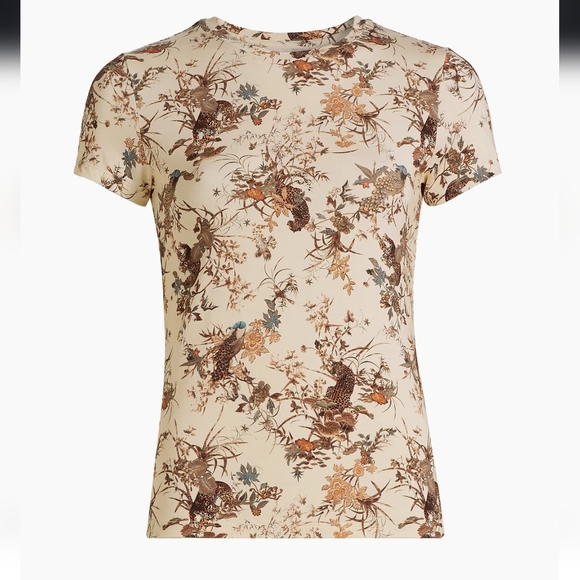 L'AGENCE Tops - L'AGENCE Ressi Ecru Multi Tapestry Jungle Print Fitted T-Shirt XSmall NWOT